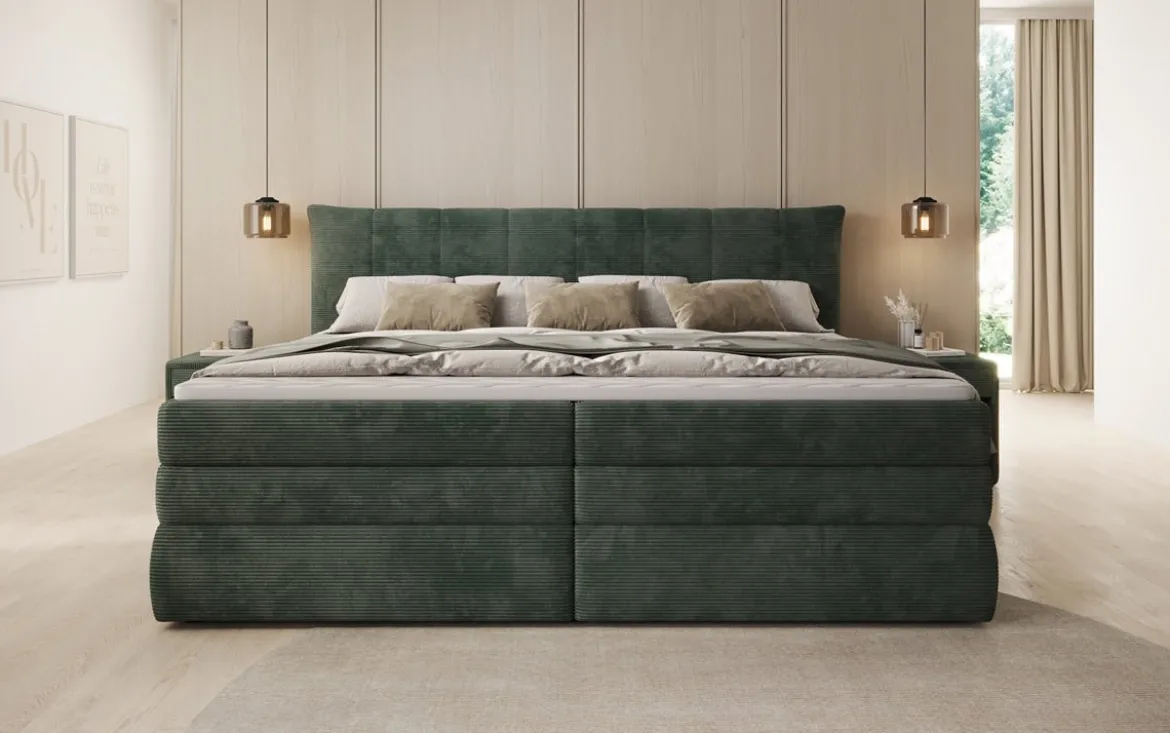 Familien Boxspringbett Stella in 220/240x200 mit Stauraum in Cord
