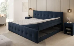 Familien Boxspringbett Valenza – 220/240x200 mit Stauraum in Samt
