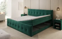 Familien Boxspringbett Valenza – 220/240x200 mit Stauraum in Samt