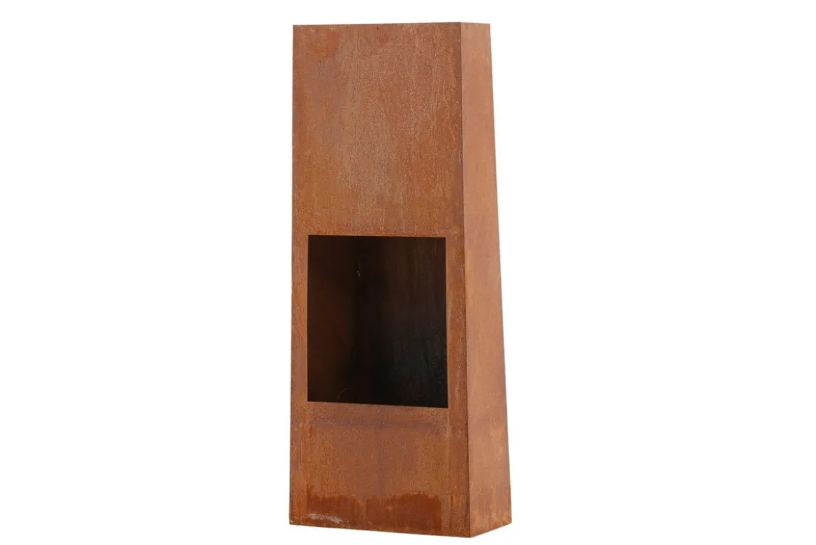 Feuerkorb Thomas - eckiger Stahlkamin in Rusty Orange