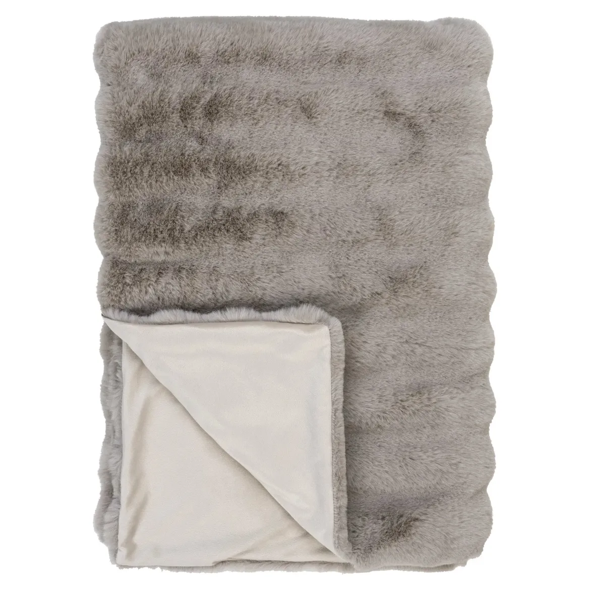 Flausch - Tagesdecke Tao aus Kunstfell Grau 130x180 cm