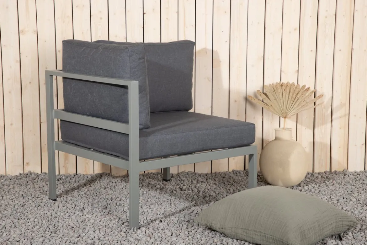 Gartenbank Eckmodul Borelio - Aus Aluminium in den Farben Khaki und Beige