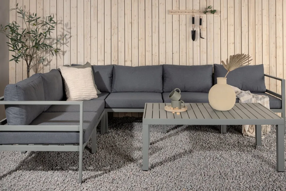 Gartenbank Eckmodul Borelio - Aus Aluminium in den Farben Khaki und Beige
