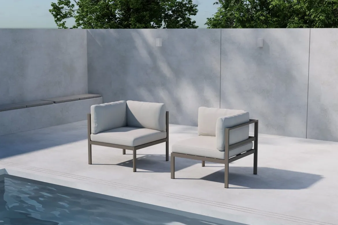 Gartenbank Eckmodul Nero - Aus Aluminium in Schwarz, Braun und Beige