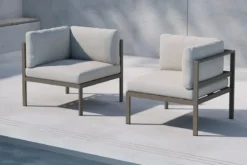 Gartenbank Eckmodul Nero - Aus Aluminium in Schwarz, Braun und Beige