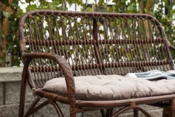 Gartenbank Tobias - Aus Rattan in der Farbe Dunkelwalnuss