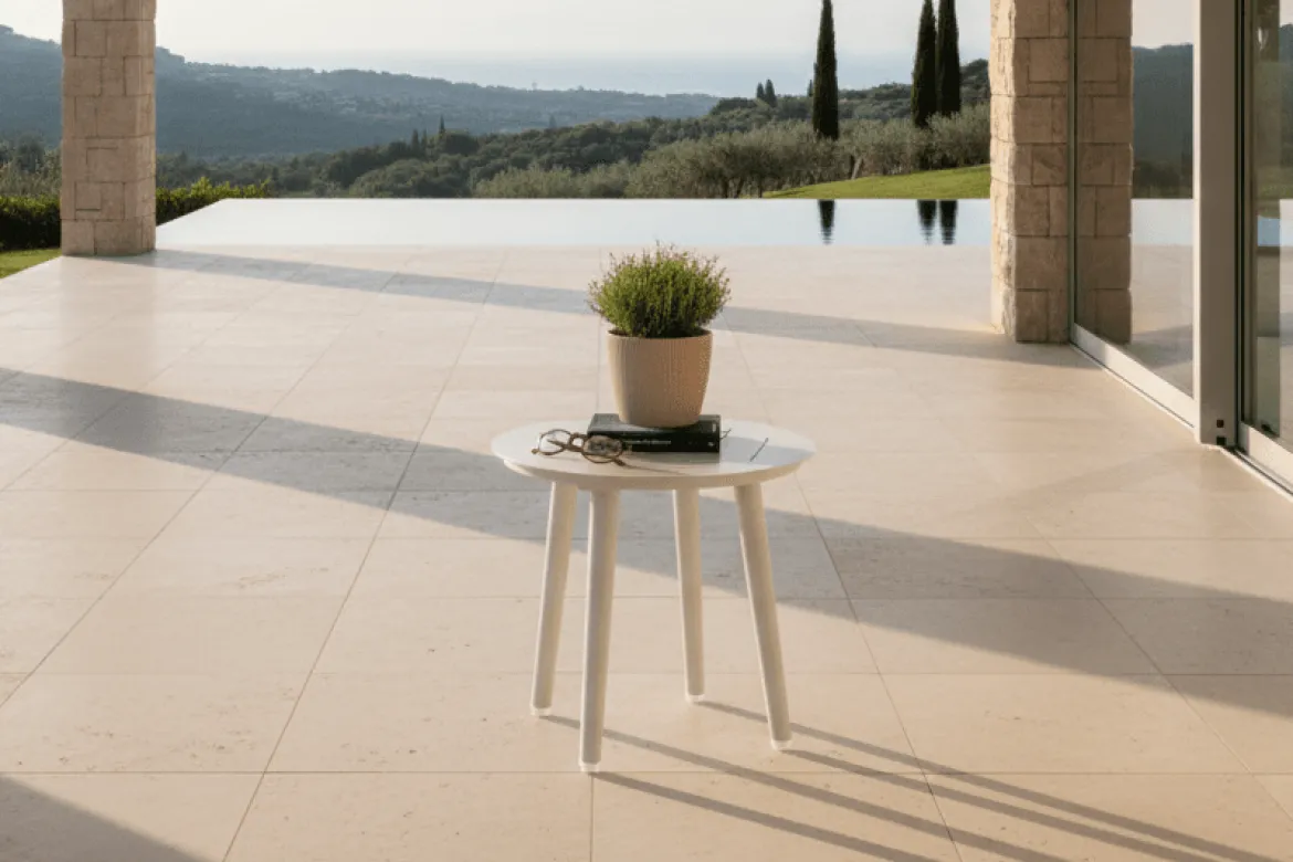 Garten Beistelltisch Amman - Ø40 in der Farbe Beige