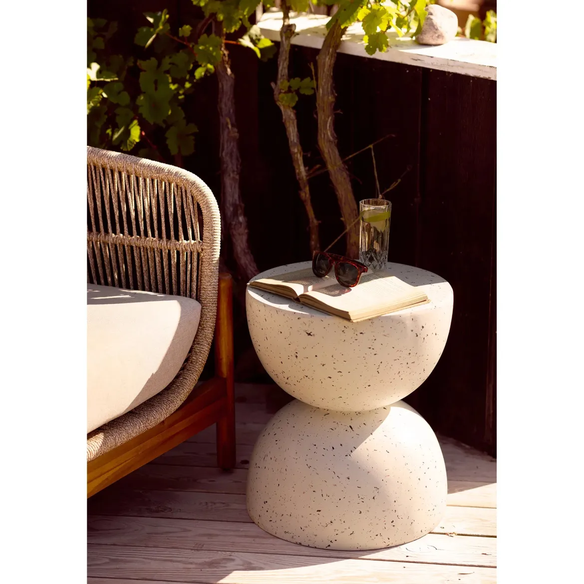 Garten Beistelltisch Norvellen - Ø40 aus Magnesiumoxid und Fiberglas