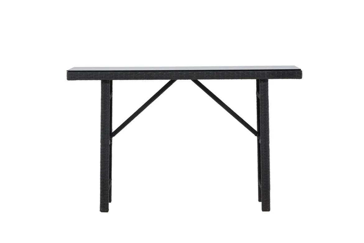 Garten Beistelltisch Pandora - Aus Rattan und Glas in Schwarz