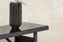 Garten Beistelltisch Pandora - Aus Rattan und Glas in Schwarz