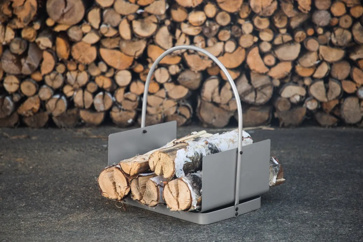 Garten Brennholzkorb Carry - aus Stahl in Silber