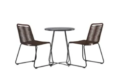 Garten Cafegruppe Aven – 3-teiliges Gartenmöbel-Set in Braun/Schwarz