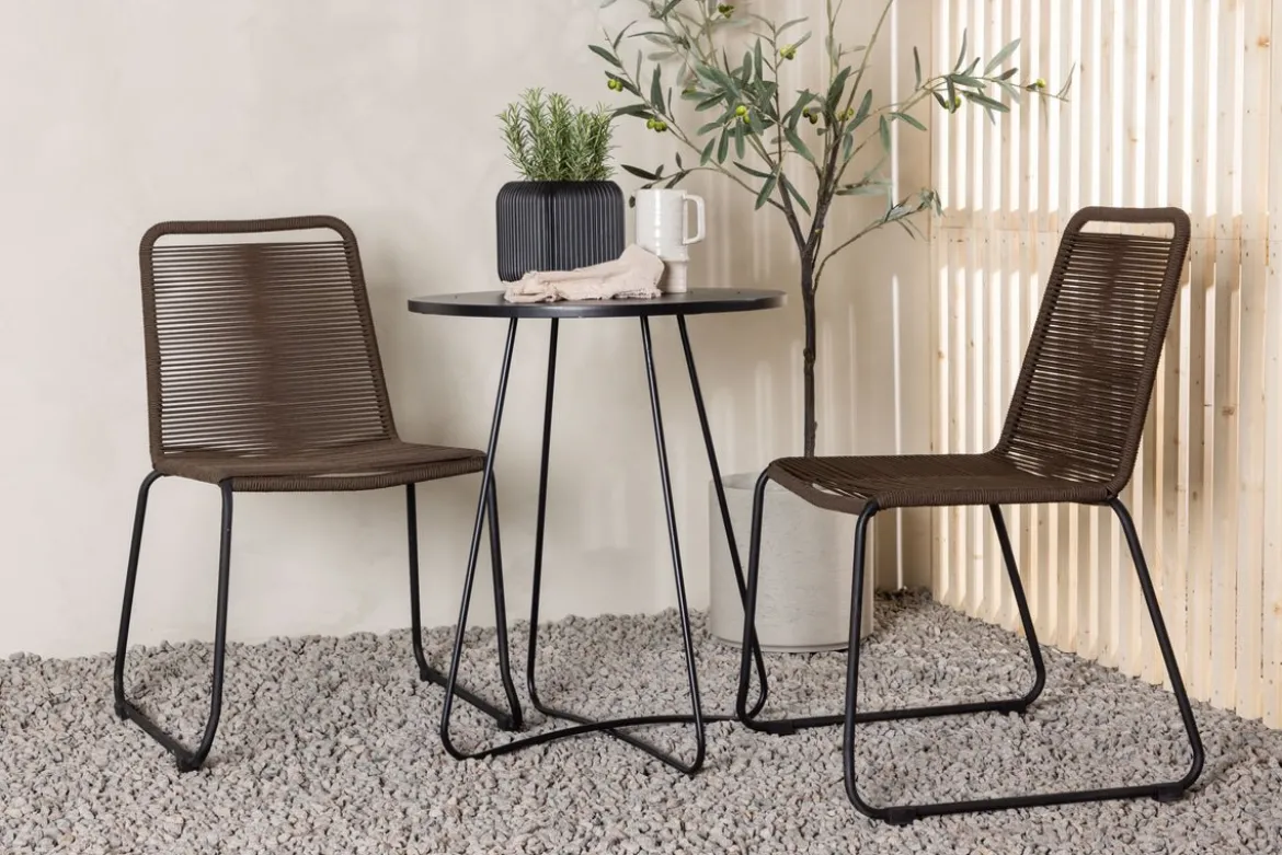 Garten Cafegruppe Aven – 3-teiliges Gartenmöbel-Set in Braun/Schwarz