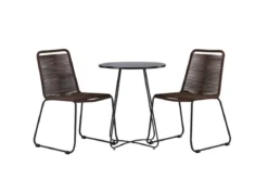 Garten Cafegruppe Aven – 3-teiliges Gartenmöbel-Set in Braun/Schwarz