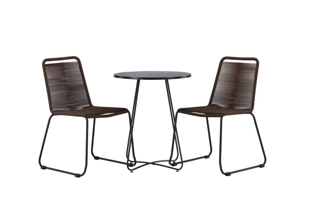 Garten Cafegruppe Aven – 3-teiliges Gartenmöbel-Set in Braun/Schwarz