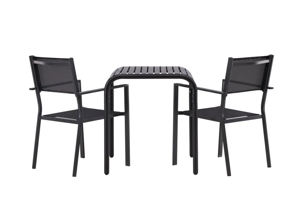 Garten Cafegruppe Levina – 3 teiliges Möbel-Set in Schwarz