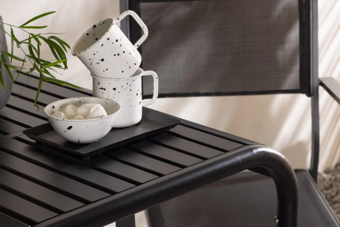 Garten Cafegruppe Levina – 3 teiliges Möbel-Set in Schwarz
