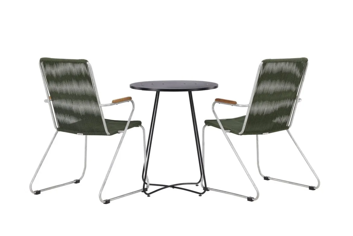 Garten Cafegruppe Malte – 3-teiliges Gartenmöbel-Set mit grünen Stühlen