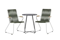 Garten Cafegruppe Malte – 3-teiliges Gartenmöbel-Set mit grünen Stühlen