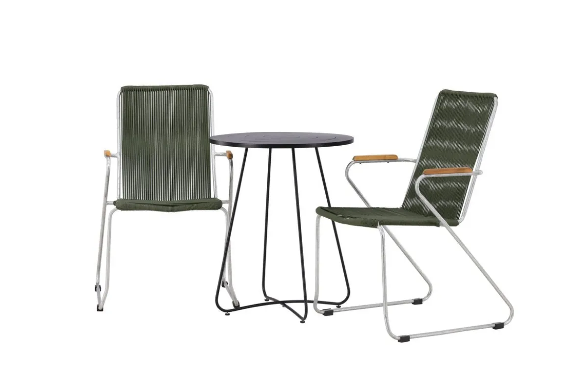 Garten Cafegruppe Malte – 3-teiliges Gartenmöbel-Set mit grünen Stühlen