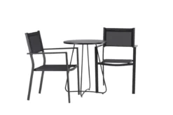 Garten Cafegruppe Marvin – 3-teiliges Gartenmöbel-Set in der Farbe Schwarz
