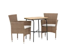 Garten Cafegruppe Rieva – 3-teiliges Gartenmöbel-Set mit Tisch aus Akazie und Stahl