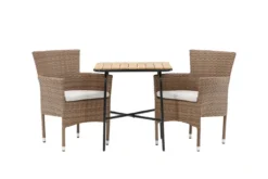 Garten Cafegruppe Rieva – 3-teiliges Gartenmöbel-Set mit Tisch aus Akazie und Stahl