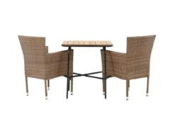 Garten Cafegruppe Rieva – 3-teiliges Gartenmöbel-Set mit Tisch aus Akazie und Stahl