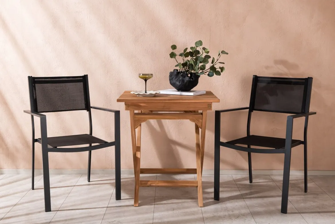 Garten Cafegruppe Xavina – 3 teiliges Set aus Teakholz und Textilene