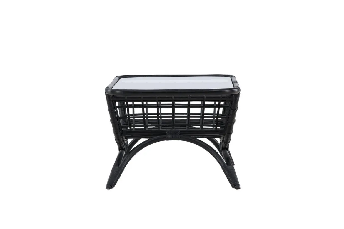 Garten Couchtisch Sarina - Aus Rattan und Glas in Schwarz