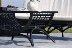 Garten Couchtisch Sarina - Aus Rattan und Glas in Schwarz