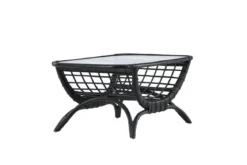 Garten Couchtisch Sarina - Aus Rattan und Glas in Schwarz