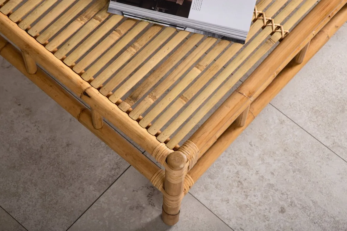 Garten Couchtisch Zypern - Aus Rattan und Bambus in Natur-Optik