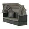 Garten Daybed Merano – Outdoor-Liege mit Sonnendach aus Polyrattan in Schwarz