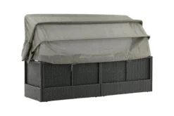 Garten Daybed Merano – Outdoor-Liege mit Sonnendach aus Polyrattan in Schwarz