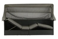 Garten Daybed Merano – Outdoor-Liege mit Sonnendach aus Polyrattan in Schwarz