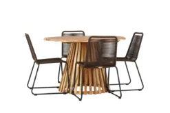 Garten Essgruppe Amano – 5-teiliges Gartenmöbel-Set mit rundem Tisch in 2 Farben