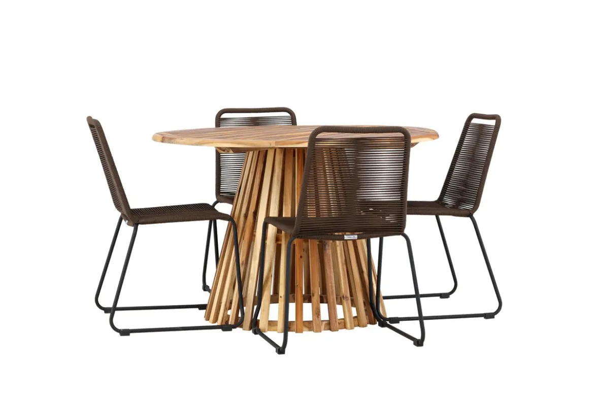 Garten Essgruppe Amano – 5-teiliges Gartenmöbel-Set mit rundem Tisch in 2 Farben