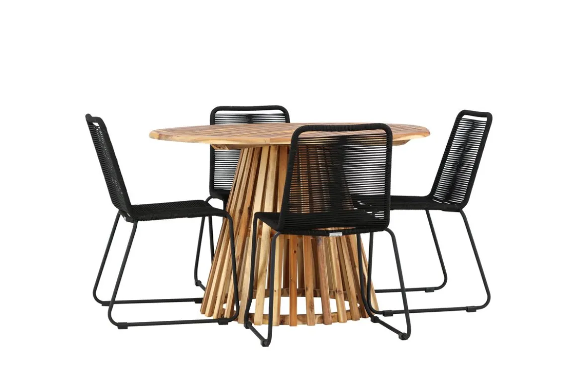 Garten Essgruppe Amano – 5-teiliges Gartenmöbel-Set mit rundem Tisch in 2 Farben