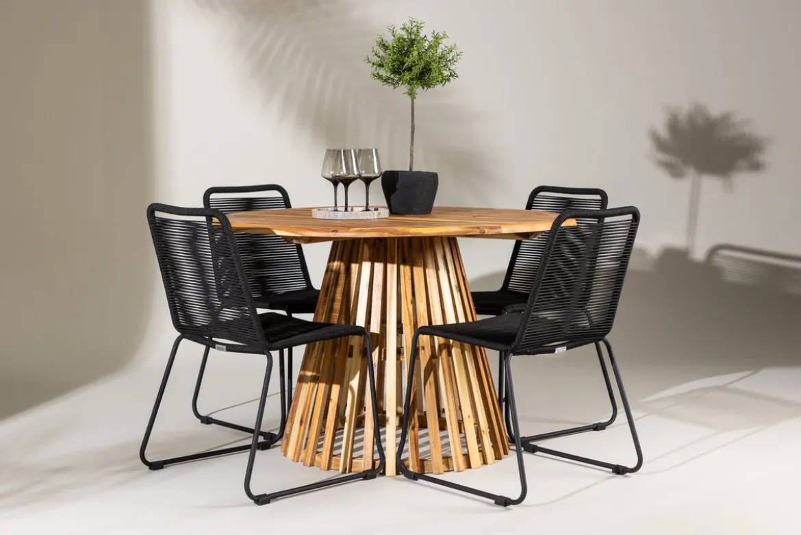 Garten Essgruppe Amano – 5-teiliges Gartenmöbel-Set mit rundem Tisch in 2 Farben