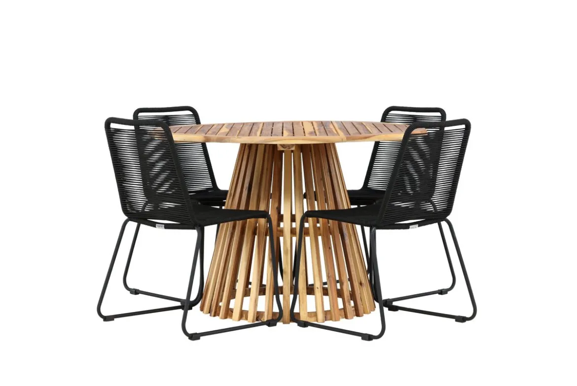 Garten Essgruppe Amano – 5-teiliges Gartenmöbel-Set mit rundem Tisch in 2 Farben