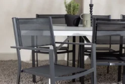 Garten Essgruppe Amaro – 7-teiliges Gartenmöbel-Set in Schwarz Weiß