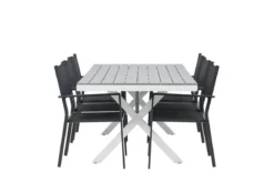 Garten Essgruppe Amaro – 7-teiliges Gartenmöbel-Set in Schwarz Weiß