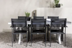 Garten Essgruppe Amaro – 7-teiliges Gartenmöbel-Set in Schwarz Weiß