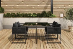 Garten Essgruppe Auren – 5-teiliges Gartenmöbel-Set aus Stahl und Glas