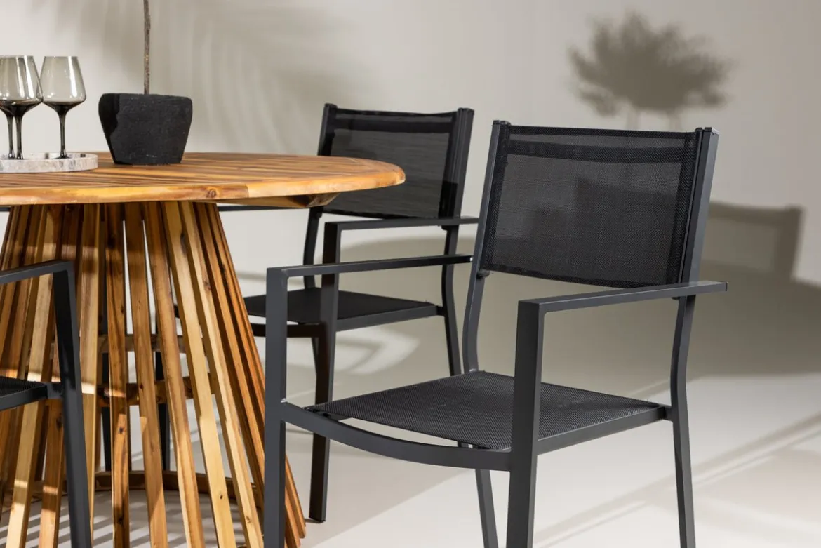 Garten Essgruppe Cocobello – 5-teiliges Gartenmöbel-Set mit rundem Tisch aus Akazie