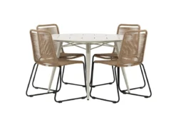 Garten Essgruppe Fina – 5-teiliges Gartenmöbel-Set mit rundem Tisch