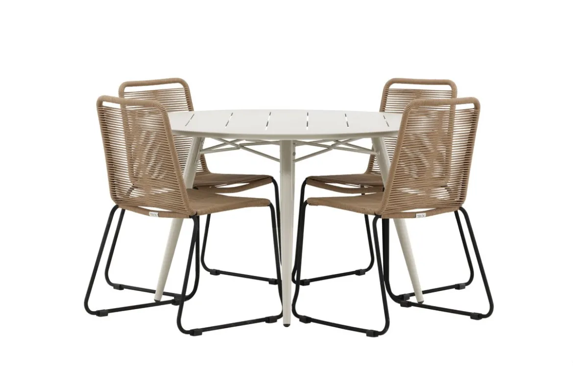 Garten Essgruppe Fina – 5-teiliges Gartenmöbel-Set mit rundem Tisch