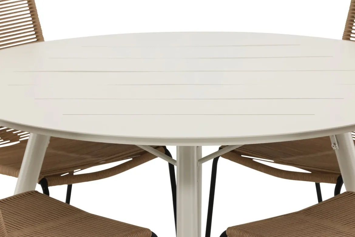 Garten Essgruppe Fina – 5-teiliges Gartenmöbel-Set mit rundem Tisch