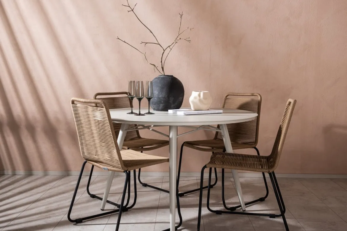Garten Essgruppe Fina – 5-teiliges Gartenmöbel-Set mit rundem Tisch